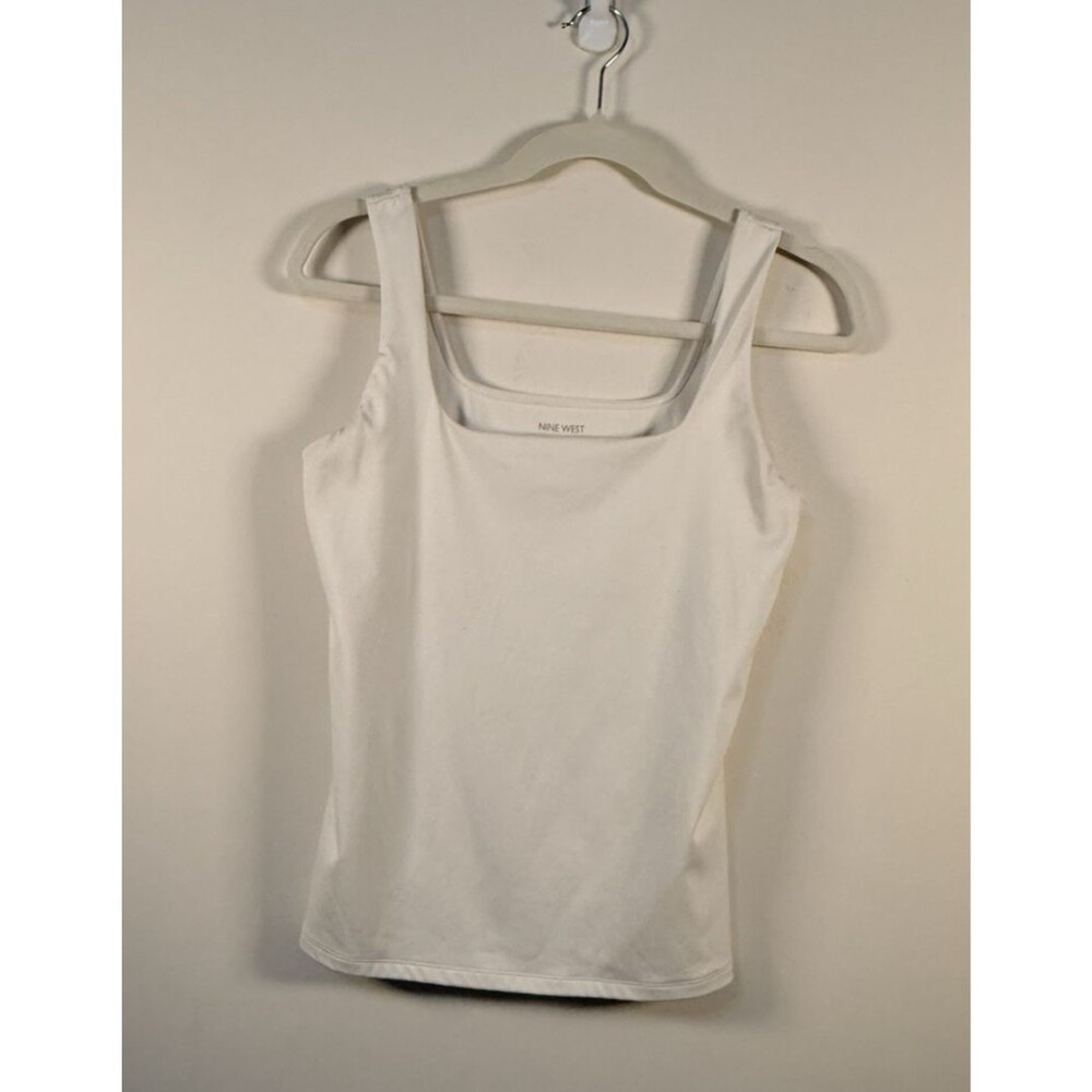 Nine West White Solid Camisole Cami Tank Women’s L Regular Machine Washable